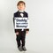 Ritzy Rose Cute Ring Bearer Sign - Navy Blue on 11x8in Ivory Linen Cardstock with Navy Blue Ribbon
